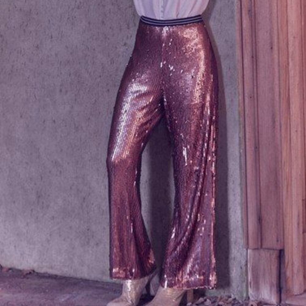 Free People Rare Just a Dreamer Sequin Crop Pants xs - Picture 2 of 8